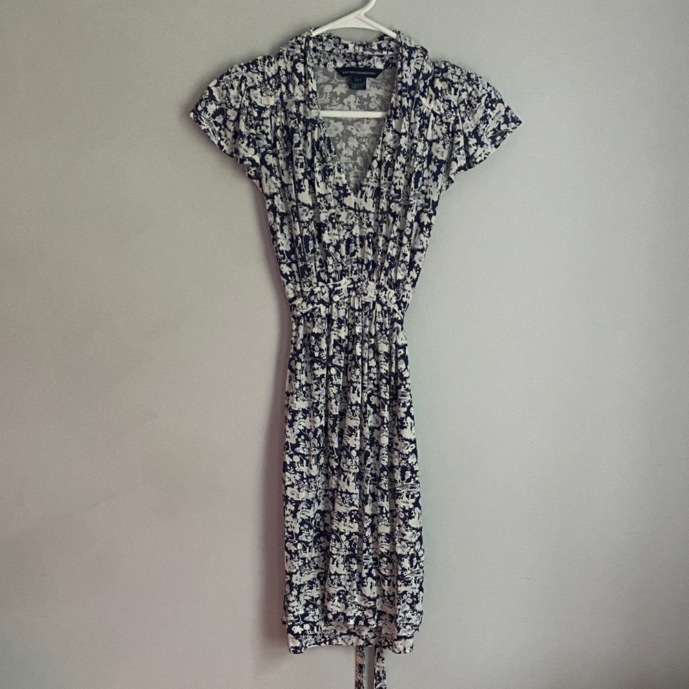 French Connection Navy and White Floral Midi Dress